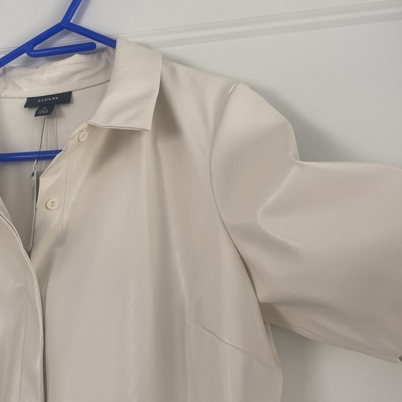 Sexy Linen Faux Leather Dress Ivory - Picture 3 of 3